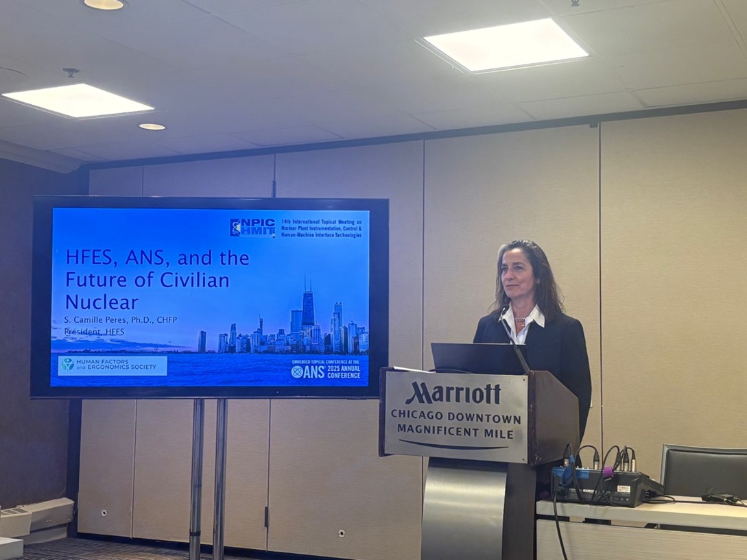 HFES 2025 President Camille Peres presenting at NPIC-HMIT